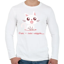 PRINTFASHION Cica cuki vagyok  - Férfi hosszú ujjú póló - Fehér férfi póló