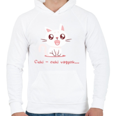PRINTFASHION Cica cuki vagyok  - Férfi kapucnis pulóver - Fehér