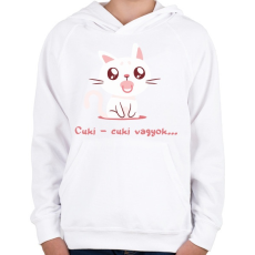 PRINTFASHION Cica cuki vagyok  - Gyerek kapucnis pulóver - Fehér
