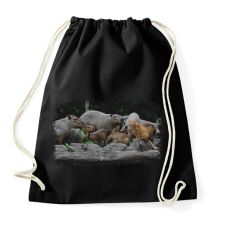 PRINTFASHION cica és capybarák - Sportzsák, Tornazsák - Fekete tornazsák