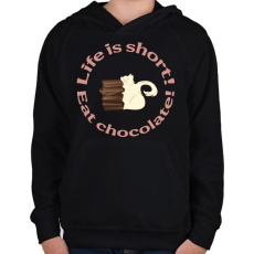 PRINTFASHION cica és csoki - Gyerek kapucnis pulóver - Fekete