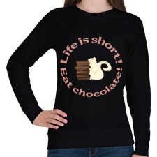 PRINTFASHION cica és csoki - Női pulóver - Fekete női pulóver, kardigán