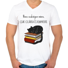 PRINTFASHION Cica és Könyv - Férfi V-nyakú póló - Fehér férfi póló