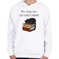 PRINTFASHION Cica és Könyv - Gyerek kapucnis pulóver - Fehér gyerek pulóver, kardigán