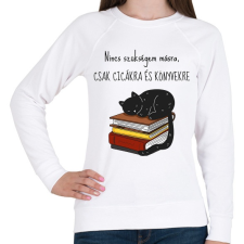 PRINTFASHION Cica és Könyv - Női pulóver - Fehér női pulóver, kardigán