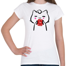 PRINTFASHION Cica és piros D20 - Női póló - Fehér női póló