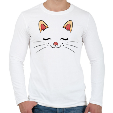PRINTFASHION Cica fej - Férfi hosszú ujjú póló - Fehér férfi póló