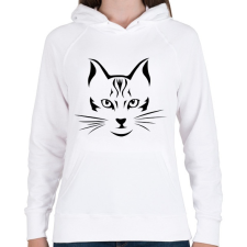 PRINTFASHION Cica fej  - Női kapucnis pulóver - Fehér női pulóver, kardigán