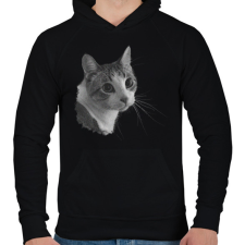 PRINTFASHION Cica (fekete fehér újság) - Férfi kapucnis pulóver - Fekete férfi pulóver, kardigán