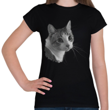 PRINTFASHION Cica (fekete fehér újság) - Női póló - Fekete női póló