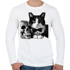 PRINTFASHION Cica - Férfi hosszú ujjú póló - Fehér