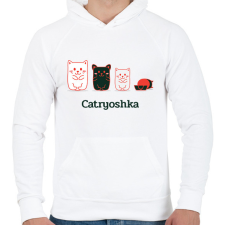 PRINTFASHION Cica - Férfi kapucnis pulóver - Fehér férfi pulóver, kardigán