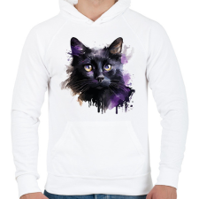 PRINTFASHION Cica - Férfi kapucnis pulóver - Fehér férfi pulóver, kardigán