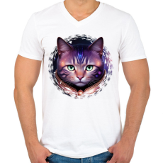 PRINTFASHION Cica - Férfi V-nyakú póló - Fehér