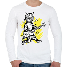 PRINTFASHION Cica gitárral - Férfi hosszú ujjú póló - Fehér