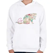 PRINTFASHION Cica - Gyerek kapucnis pulóver - Fehér gyerek pulóver, kardigán