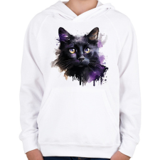 PRINTFASHION Cica - Gyerek kapucnis pulóver - Fehér gyerek pulóver, kardigán