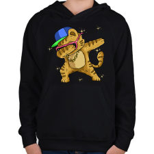 PRINTFASHION Cica - Gyerek kapucnis pulóver - Fekete gyerek pulóver, kardigán