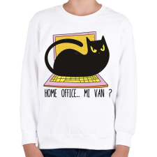 PRINTFASHION Cica home office  - Gyerek pulóver - Fehér gyerek pulóver, kardigán