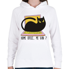 PRINTFASHION Cica home office - Női kapucnis pulóver - Fehér női pulóver, kardigán