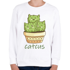 PRINTFASHION Cica - kaktusz - Catcus - Gyerek pulóver - Fehér