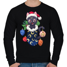 PRINTFASHION Cica Karácsony - Férfi pulóver - Fekete férfi pulóver, kardigán