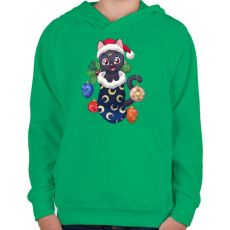 PRINTFASHION Cica Karácsony - Gyerek kapucnis pulóver - Zöld