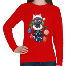 PRINTFASHION Cica Karácsony - Női pulóver - Piros női pulóver, kardigán