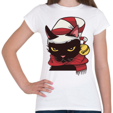 PRINTFASHION Cica karácsonyi sapka sál - Női póló - Fehér női póló