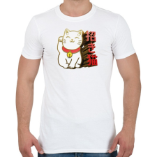 PRINTFASHION Cica - kínai szerencsehozó - Férfi póló - Fehér férfi póló