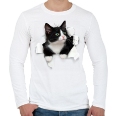 PRINTFASHION Cica kitőr - Férfi hosszú ujjú póló - Fehér