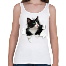 PRINTFASHION Cica kitőr - Női atléta - Fehér