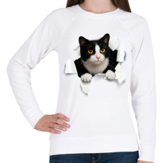 PRINTFASHION cica kitőr - Női pulóver - Fehér