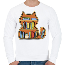 PRINTFASHION Cica könyvespolc - Férfi pulóver - Fehér férfi pulóver, kardigán