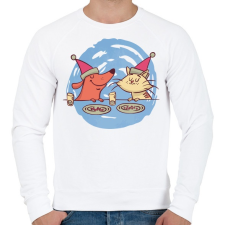 PRINTFASHION Cica kutya barátok - Férfi pulóver - Fehér férfi pulóver, kardigán