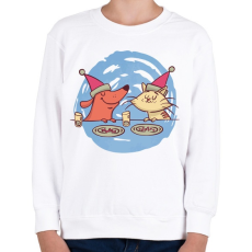 PRINTFASHION Cica kutya barátok  - Gyerek pulóver - Fehér