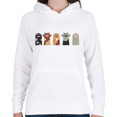 PRINTFASHION Cica mancsok - Női kapucnis pulóver - Fehér