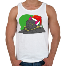 PRINTFASHION Cica mikulás sapkában - Férfi atléta - Fehér