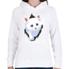 PRINTFASHION Cica - Női kapucnis pulóver - Fehér