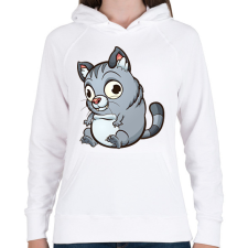 PRINTFASHION Cica - Női kapucnis pulóver - Fehér női pulóver, kardigán