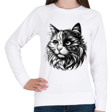 PRINTFASHION Cica - Női pulóver - Fehér női pulóver, kardigán