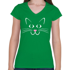 PRINTFASHION Cica - Női V-nyakú póló - Zöld női póló