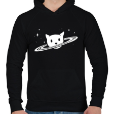 PRINTFASHION Cica planéta - Férfi kapucnis pulóver - Fekete férfi pulóver, kardigán