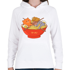PRINTFASHION Cica ramen - Női kapucnis pulóver - Fehér