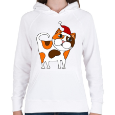 PRINTFASHION Cica sapkában - Női kapucnis pulóver - Fehér női pulóver, kardigán