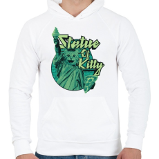 PRINTFASHION Cica szabadságszobor - Férfi kapucnis pulóver - Fehér