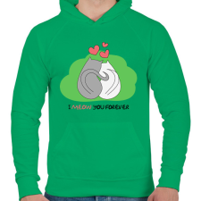 PRINTFASHION Cica szerelem - Férfi kapucnis pulóver - Zöld férfi pulóver, kardigán