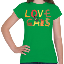 PRINTFASHION Cica szeretet - Női póló - Zöld női póló