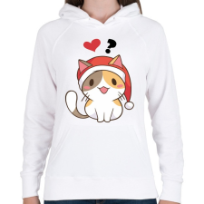 PRINTFASHION Cica - szeretsz ? - Női kapucnis pulóver - Fehér női pulóver, kardigán
