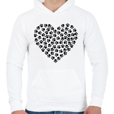 PRINTFASHION Cica szív - Férfi kapucnis pulóver - Fehér férfi pulóver, kardigán